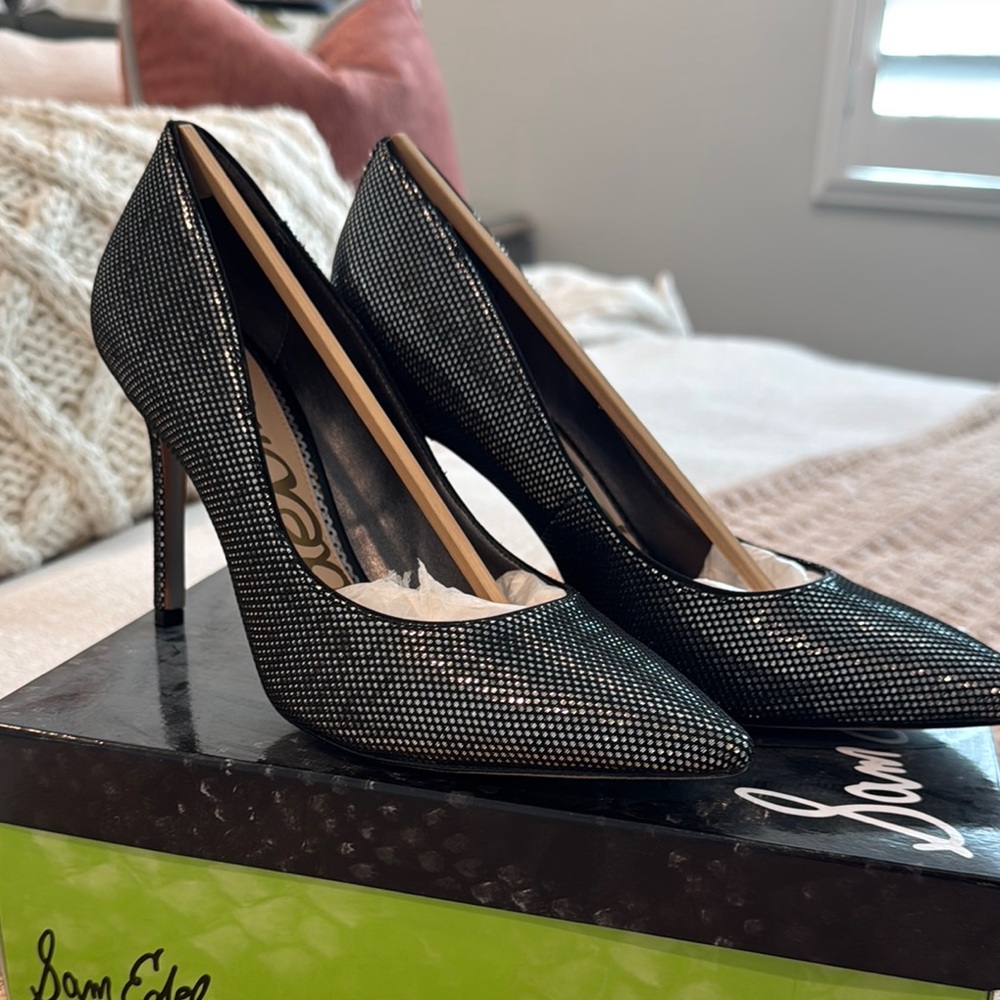 Sam Edelman Hazel Shimmering Black Heels